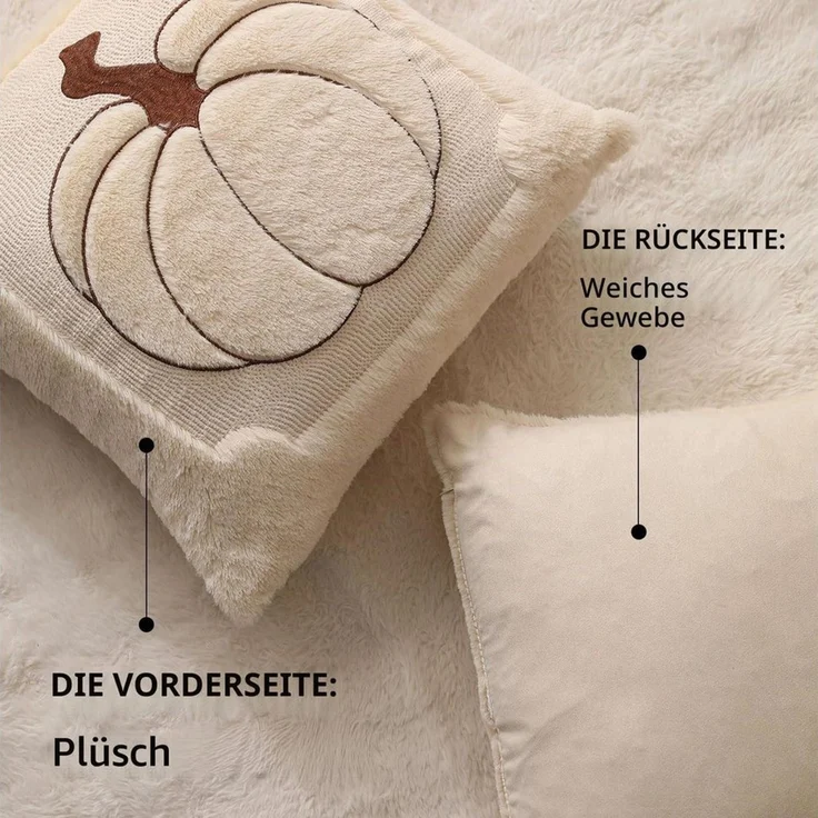FOUORTUNATE-BEE Kissenbezug 2 Stück Plüsch-Kürbis-Kissenbezüge, Herbst-Sofakissenbezüge, Dekorative Kissenhüllen für Zuhause, Thanksgiving- und Halloween-Deko – Bild 2