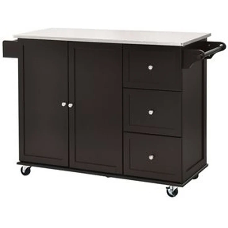 COSTWAY Küchenwagen, mit 3 Schubladen, Arbeitsplatte & verstellbarer Ablage – Bild 6