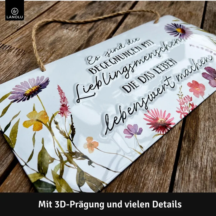 LANOLU Blechschild Lieblingsmenschen - 16x32cm – Metall – Mehrfarbig – 16119 – Bild 3