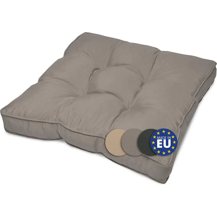 Beautissu Lounge Sitzkissen, Outdoor, Polyester Hellgrau, 10 x 60 x 60 cm