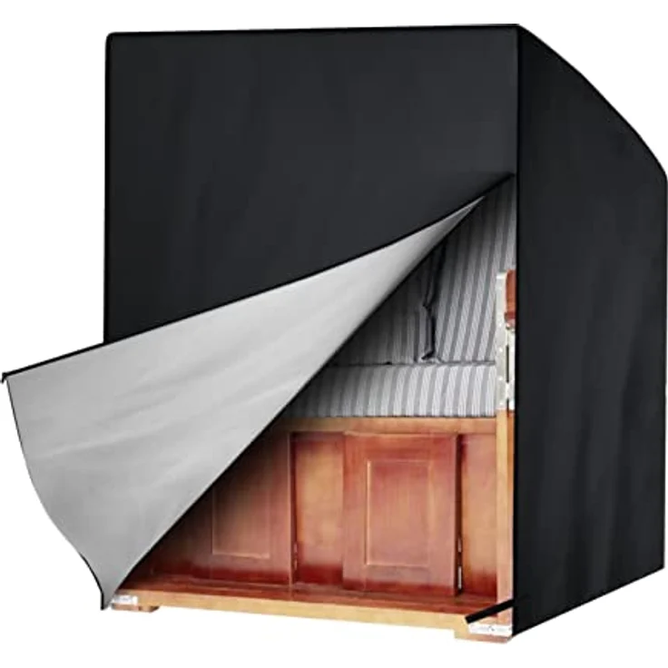Awnic Strandkorb Schutzhülle Winterfest, Strandkorbhülle 2 Sitze Wasserdicht, Abdeckhauben für Strandkörbe, Abdeckung Strandkorb Winterfest 420D Oxford-Gewebe L135×B105×H175/140cm – Bild 2