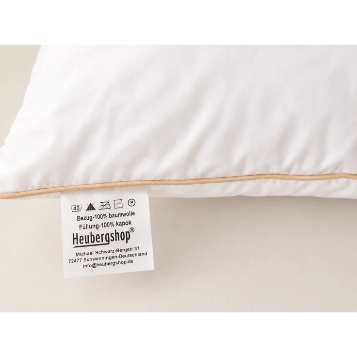 Heubergshop Naturfaserkopfkissen, Füllung: 100% Kapok, Bezug: 100% Baumwolle, Kapok Kissen 40x80cm Kapokfasern, Kopfkissen (Kapok-Kissen-40x80cm) – Bild 3