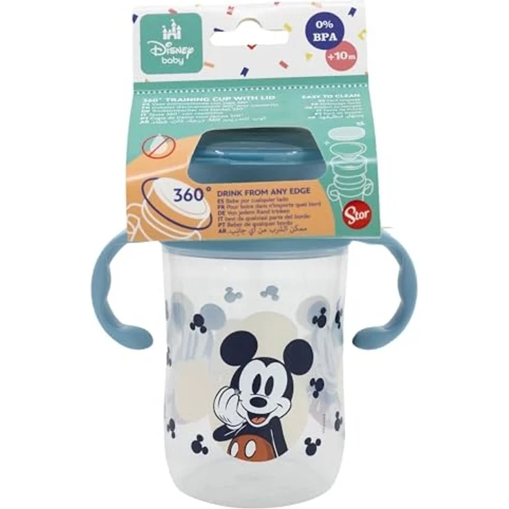 Disney Mickey Mouse Trinklernbecher 395 ml – 360° Becher mit Griffen und Deckel – Bild 4