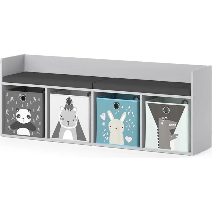Kindersitzbank Luigi Weiß 107.2 x 88.6 cm 4 Fächer, mit Faltboxen grau Vicco – Bild 1