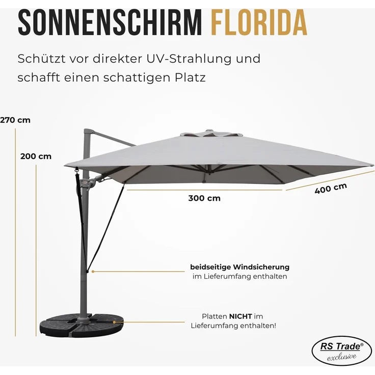 Sonnenschirm hellgrau 3 x 4 Meter – Bild 3