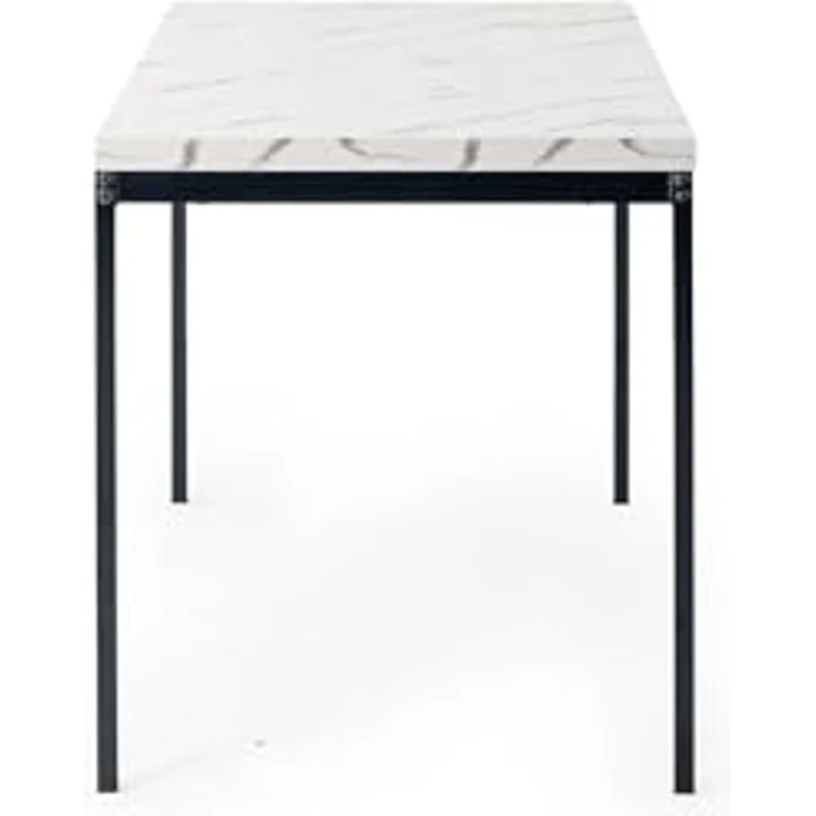 FurnitureR Esstisch 120cm Heller Luxus-Marmoreffekt-Küchentisch mit Hochleistungsmetallbeinen Moderner hölzerner rechteckiger Esstisch für 4-6 Person Esszimmer Restaurant Apartments, weißer Marmor – Bild 6