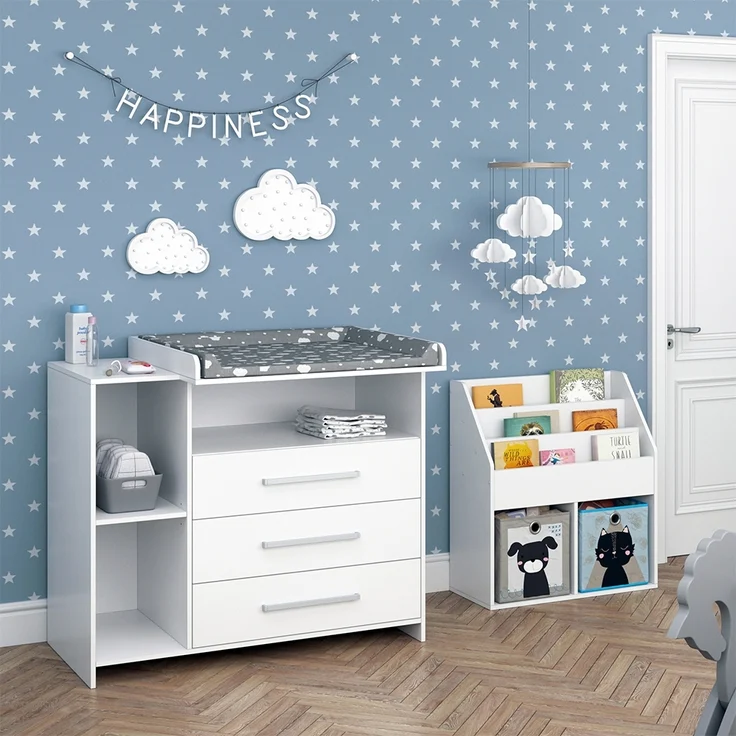 Kinderzimmer-Set Oskar Weiß 2 Teile, mit Wickelkommode und Bücherregal Vicco – Bild 4