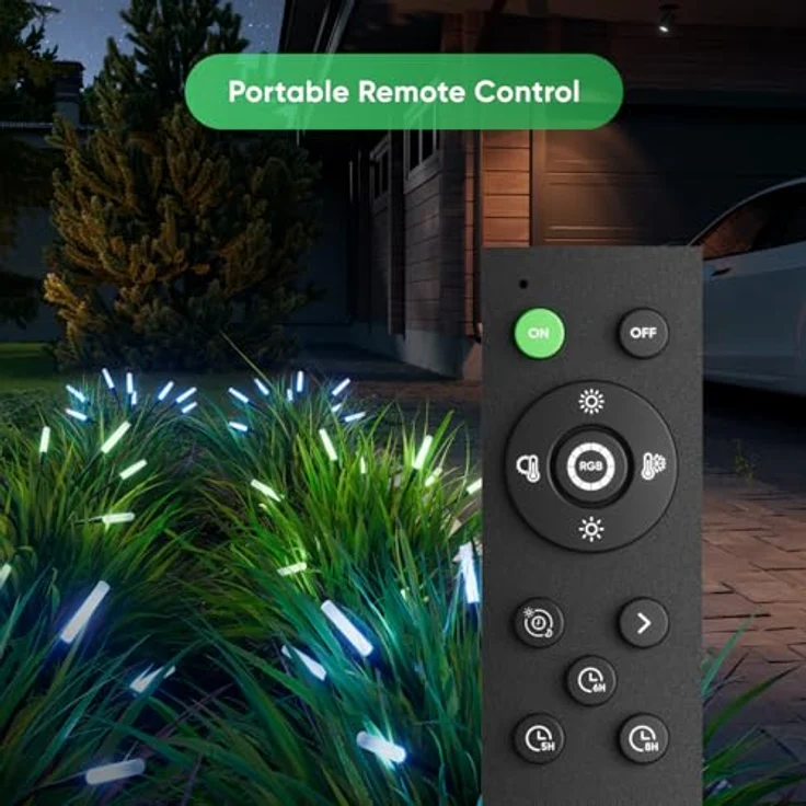 Nanoleaf Solarlampen für Außen Garten (2er Set), 8 adressierbare warmweiße/multicolor LEDs, IP65 wasserdicht, mit Fernbedienung, Timer & Szenen, Firefly Solarlicht – Bild 4