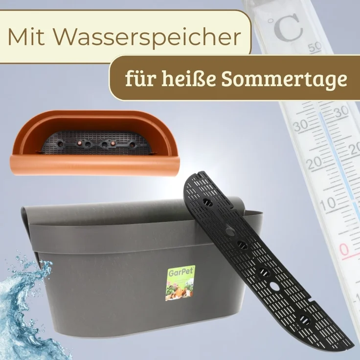 GarPet Balkonkasten Geländerkasten Balkon mit Wasserspeicher Blumen Topf Kasten Terracotta – Bild 7