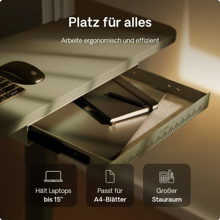 Schubladen-Organizer unter dem Schreibtisch, 41x27x5cm, Hochwertiger Stahl, Ausziehbarer Platzsparer Grün – Bild 6