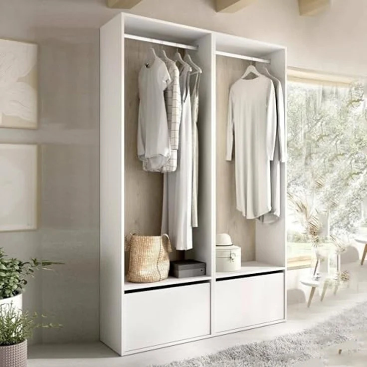 Dmora - Großer Kleiderschrank Brealone, Schlafzimmermöbel, Schrank, Garderobe, 120x45 h205 cm, Weiß und Eiche – Bild 1