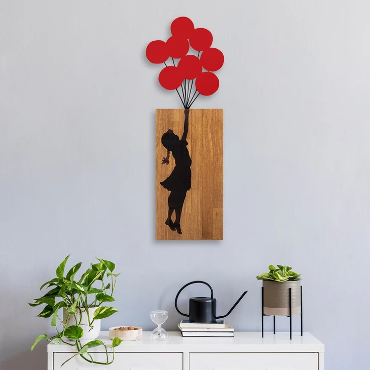 dekoratives Wandaccessoire aus Holz, 'Ma-368', 70 x 3 x 62, Nussbaum, Schwarz – Bild 5