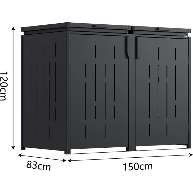 Weide Mülltonnenschrank L | aus Stahl | 1500L | in Anthrazit 150x83x120cm – Bild 4