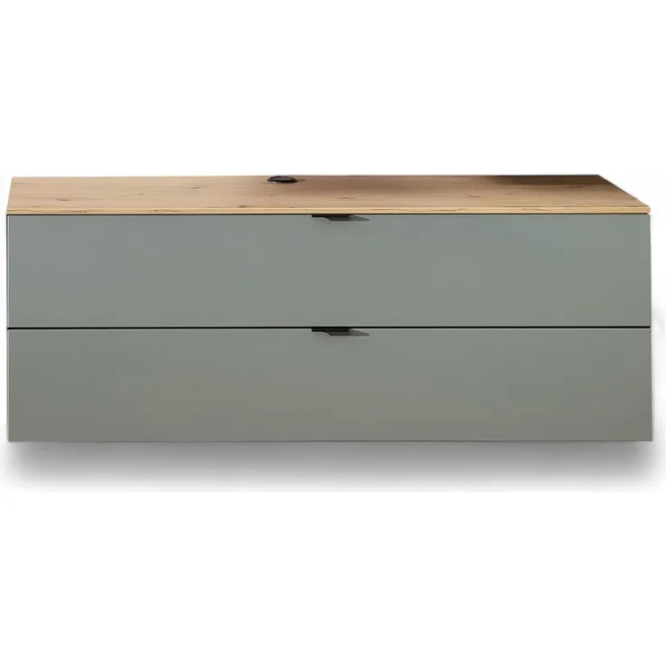 INA TV-Lowboard in Schilfgrün, Artisan Eiche Optik FSC-Zertifiziert - Moderner TV Schrank mit viel Stauraum für Ihr Wohnzimmer - 140 x 51 x 44 cm (B/H/T)