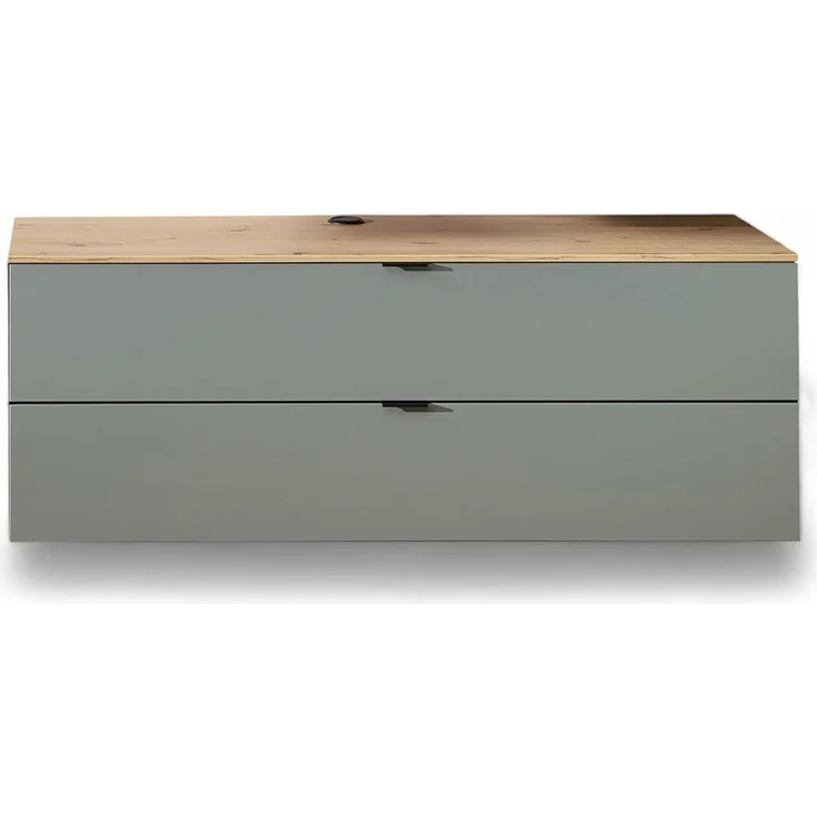 INA TV-Lowboard in Schilfgrün, Artisan Eiche Optik FSC-Zertifiziert - Moderner TV Schrank mit viel Stauraum für Ihr Wohnzimmer - 140 x 51 x 44 cm (B/H/T)