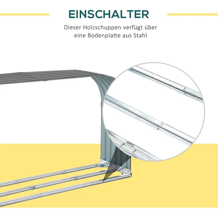 Outsunny Kaminholzregal-Erweiterung Kaminholzständer, Holzlager, Kaminholzunterstand, Brennholzregal, BxTxH:212 x 46 x 112 cm, (Kaminholzständer, 1-St, Holzlager), für Garten, Grau – Bild 4