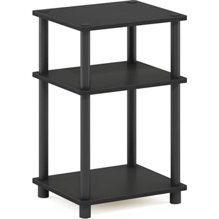 Furinno Just Beistelltisch – Schwarzer Nachttisch & Nachtkonsole, kleiner Beistelltisch für Wohnzimmer & Wohnaccessoires, einfache werkzeuglose Montage, 3-stöckiges Design – Bild 7