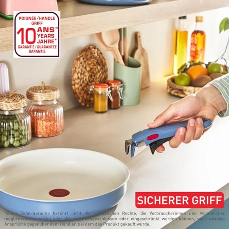 Tefal Ingenio Serenity Kochgeschirr-Set 4-teilig, Mineralia Antihaftversiegelung, platzsparend, stapelbar, für alle Herdarten, spülmaschinengeeignet, Blue Salt, L8294S04 – Bild 7