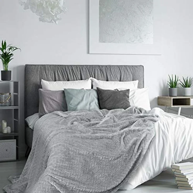 Wohndecke Kuscheldecke Decke MICROFASER Sofadecke Tagesdecke CINDY 170X210 cm silber – Bild 3