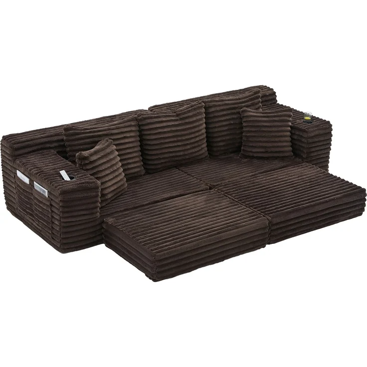 ZUBALIYA Schlafsofa 98x87 cm, mit Stauraum, mit Treppe, mit Leiter, mit Cordbezug, mit Schaumstoffpolsterung, Rot – Bild 19