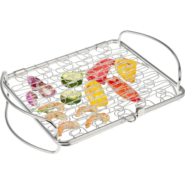 Grillkorb dehnbar // Edelstahl // 29,7 x 21,4 cm // für ganzen Fisch, Fleisch, Gemüse