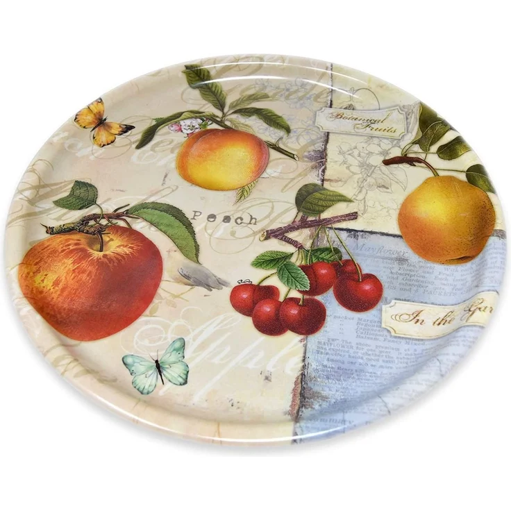 Lashuma Tablett Apfelgarten, Kunststoff, (1-tlg, 40 cm), italienisches Serviertablett rund beige – Bild 2