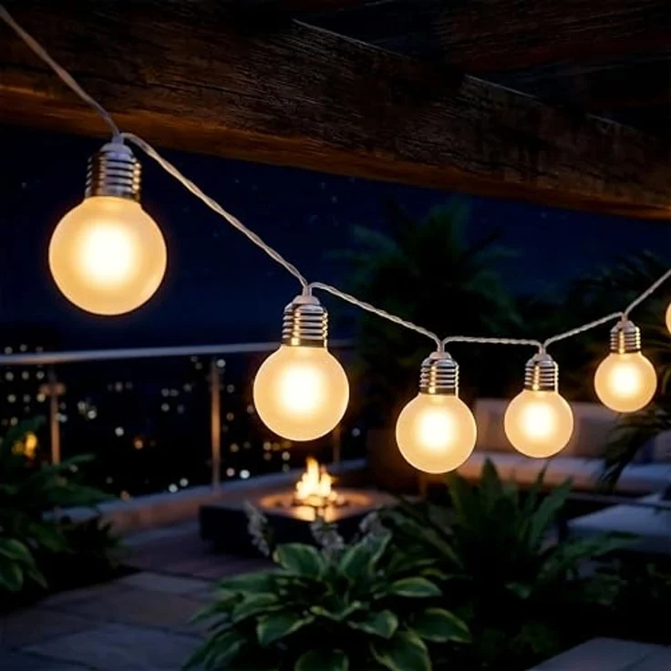 Spetebo LED-Lichterkette Garten Derko Beleuchtung mit 8 kleinen transparenten LED Glühbirnen, 8-flammig, Lichterkette für Außen und Innen batteriebetrieben – Bild 7