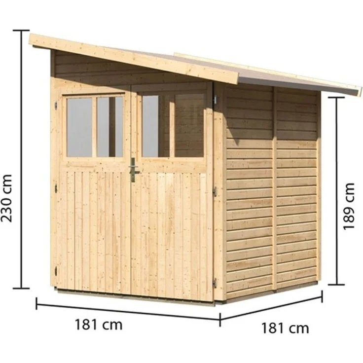 Karibu Gartenhaus Wandlitz 2 Anlehnhaus 19mm naturbelassen – Bild 3