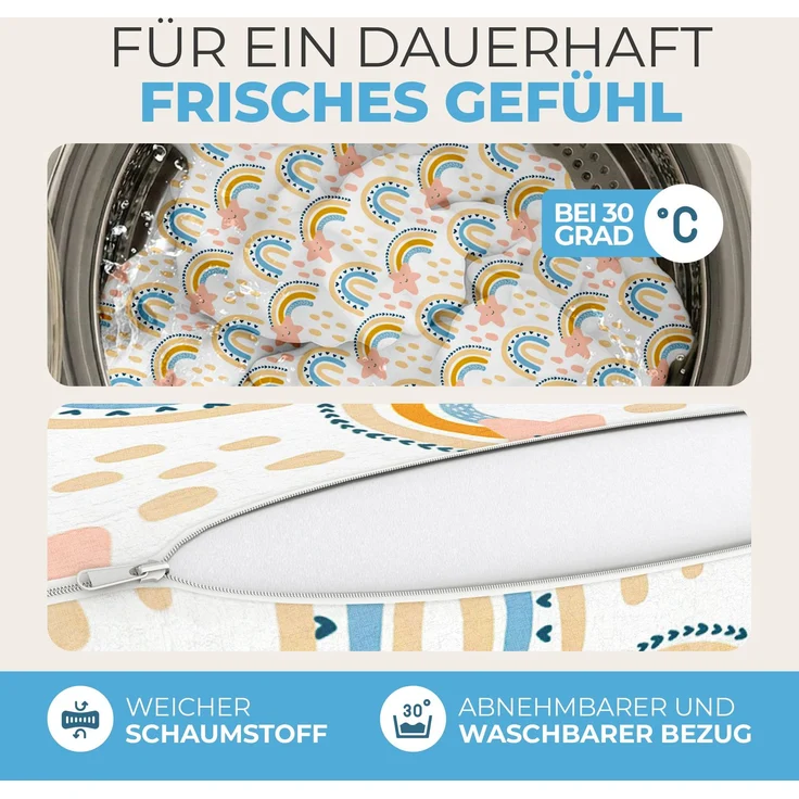 ELONEO Klappmatratze, Gästematratze, 3-teilige Faltmatratze, Schaumstoff extra dick (15cm), waschbar, Bandscheibenwürfel, klappbar, Faltbare Matratze, Erwachsene (Regenbogen, 75 x 195 x 15 cm) – Bild 5