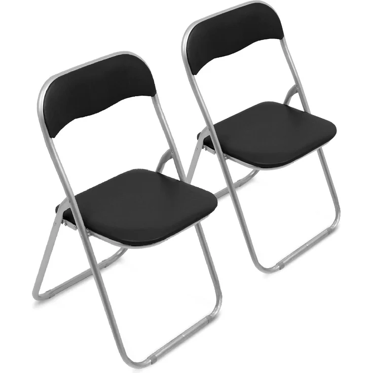Dmora Set mit 2 Antenore-Klappstühlen, platzsparender Sessel, Gästestuhl, Besprechungssitz aus Kunstleder, 43 x 47 x 80 cm, Schwarz – Bild 2