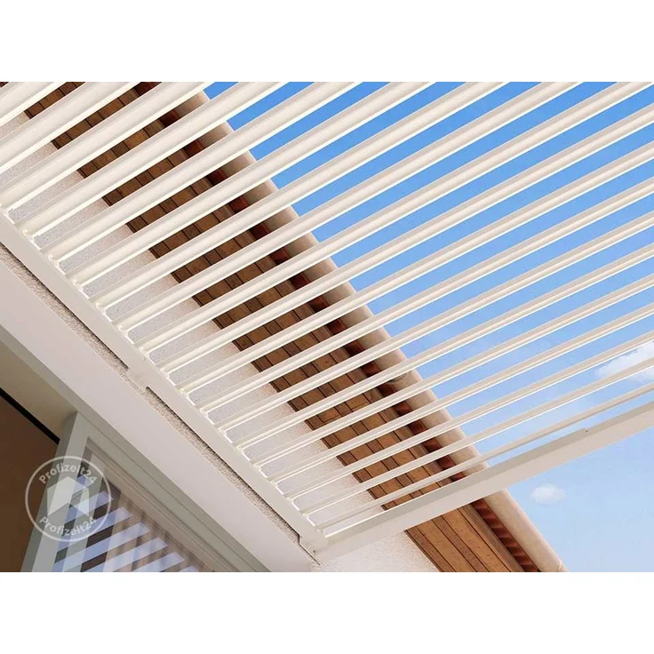 PRIMEYARD Terrassenüberdachung 3x4 m Aluminium-Pfosten mit Lamellendach aus Stahl weiße Anbau-Pergola – Bild 5