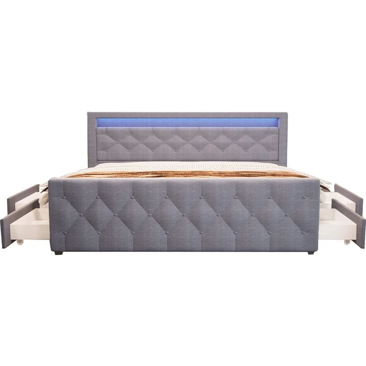 HOME DELUXE Polsterbett inkl. Matratze und Topper VELARA - 180 x 200 cm Dunkelgrau – Bild 6