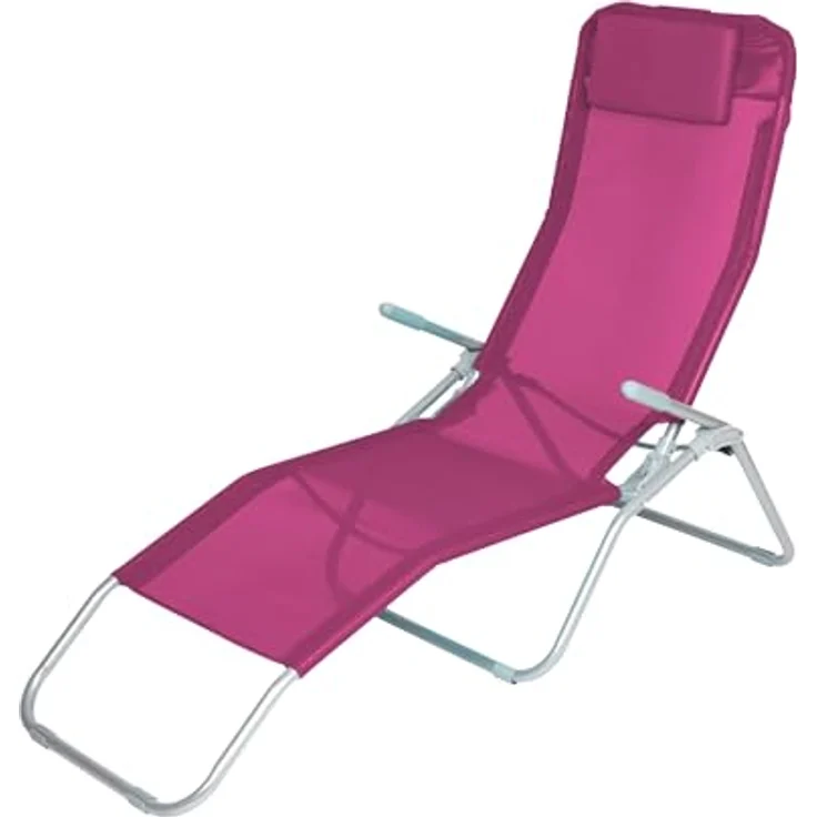 Spetebo Gartenliege Gesundheitsliege mit Kopfkissen, klappbar, 190 cm, fuchsia, witterungsbeständig – Bild 1