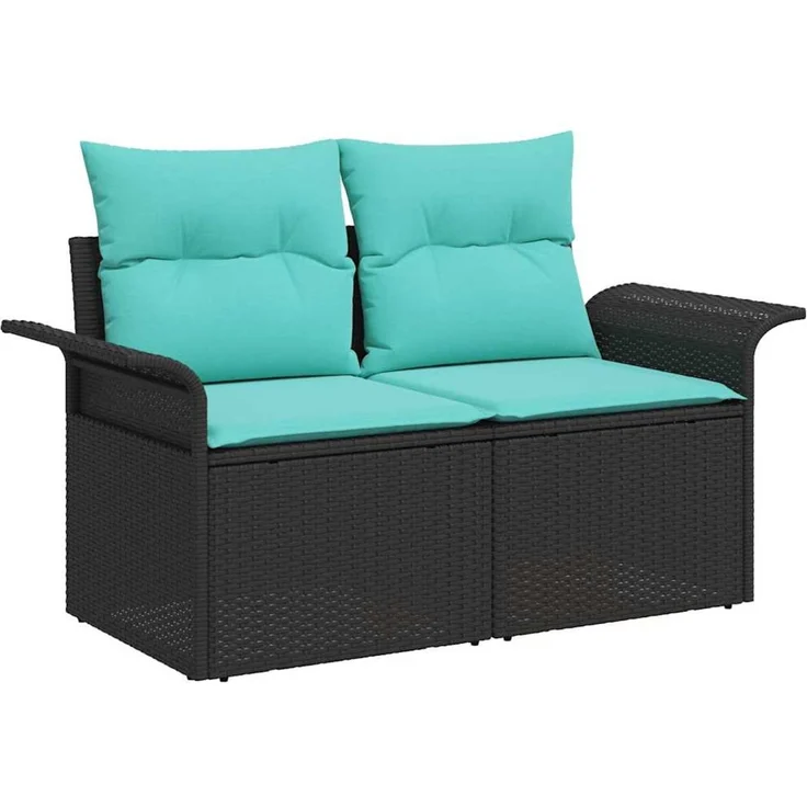vidaXL Gartensofa-set mit Speicher 4 pcs Schwarz Poly-Rattan 3354015 – Bild 6
