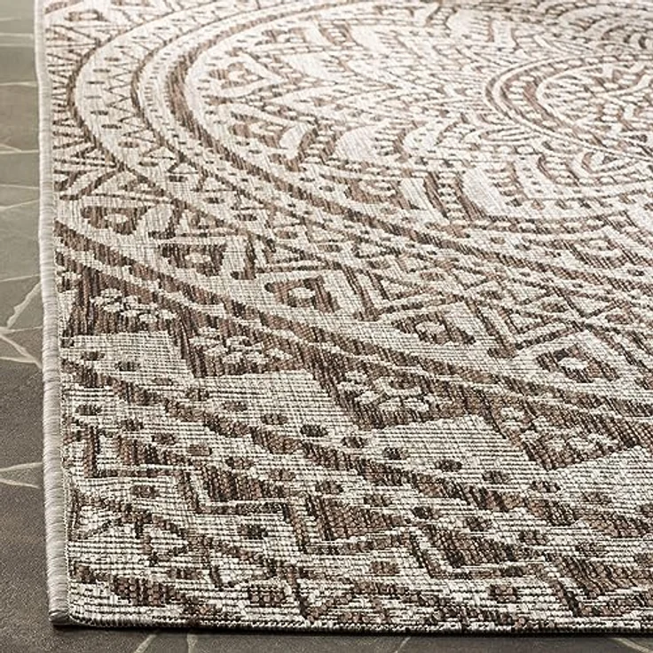 SAFAVIEH Zeitgenössische Teppich für Wohnzimmer, Esszimmer, Schlafzimmer - Courtyard Collection, Kurzer Flor, Hellgrau und Aqua, 122 X 170 cm – Bild 7