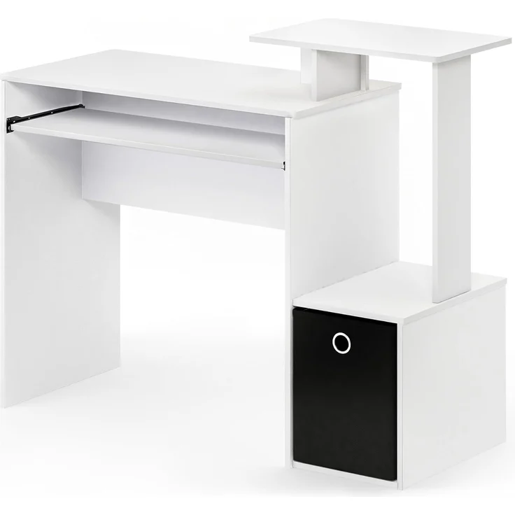 Furinno Econ Mehrzweck Home Office Computer Schreibtisch mit Ablage und Einschub, holz, Weiß/schwarz, 40. 01x40. 01x86. 61 cm – Bild 1
