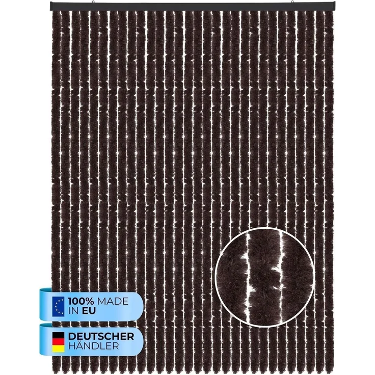 Flauschvorhang 56x185cm - 140x220cm Unistreifen Braun 120x220 cm – Bild 2