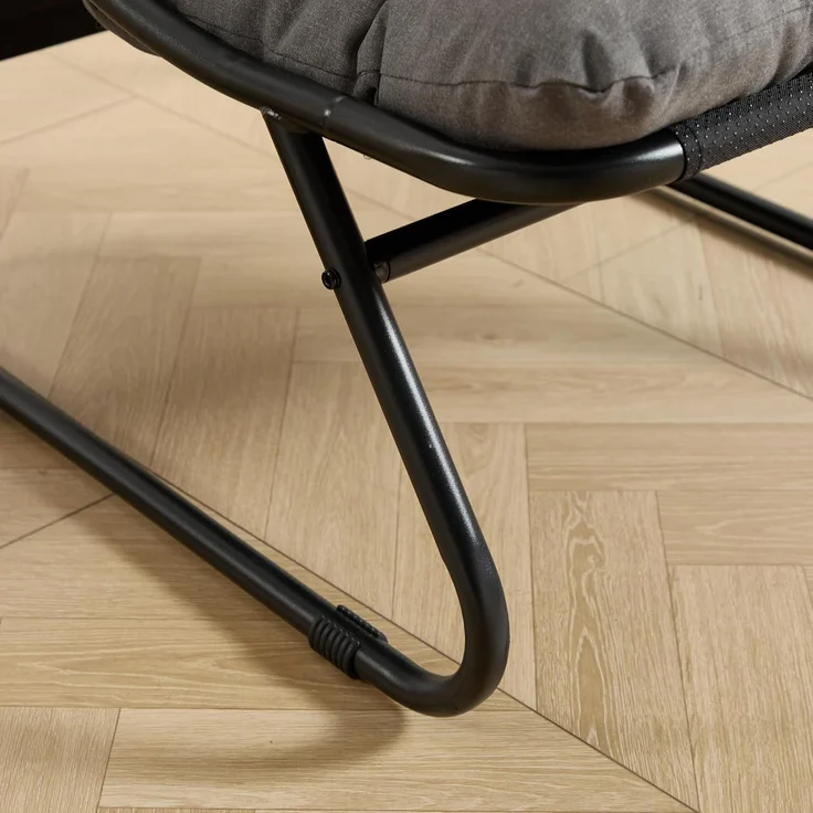 LVHOM Sessel mit Hocker, Gepolsterter Loungesessel aus Cord mit Metallgestell, ergonomischer Relaxsessel für Wohnzimmer und Schlafzimmer, Dunkelgrau – Bild 7