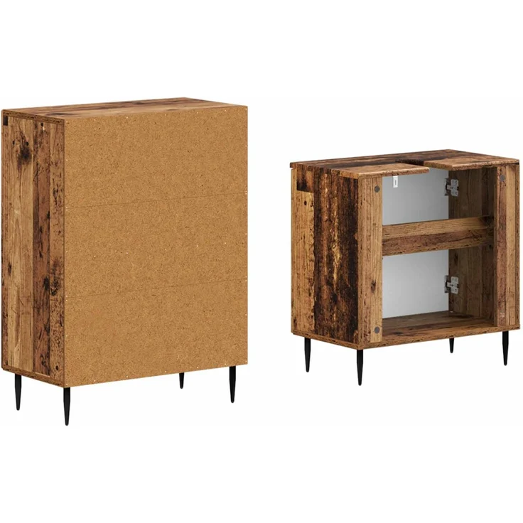 vidaXL 2-teiliges Badezimmer Schrank Set HAARLEM Altholz Holzwerkstoff 3417619 – Bild 4