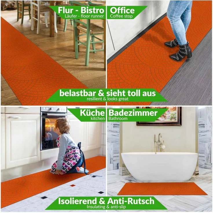 ANRO Küchenläufer Teppichläufer DAVIS Velours Läufer, Eckig, Höhe: 3 mm, Velour – Bild 2
