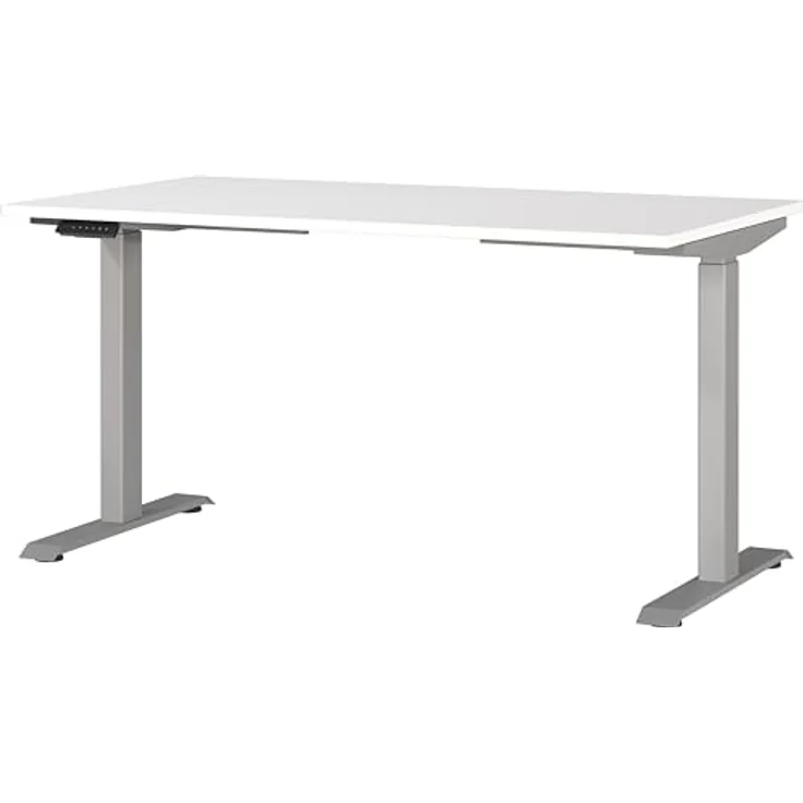 Germania Schreibtisch 7905-639, in Weiß/Silber, EL. höhenverstellb, 140 x 120 x 80 cm (BxHxT) – Bild 2