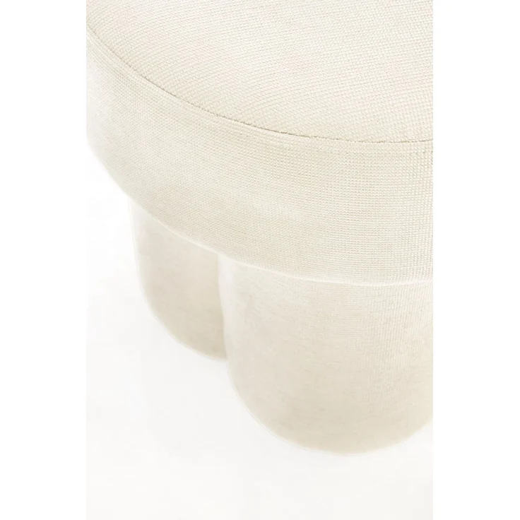 Hocker Adlenga aus Stoff, modern gepolstert, creme-weiß, rundes Design für Dein Zuhause – Bild 3