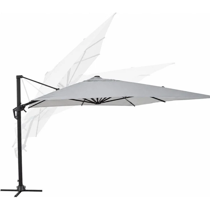 Sonnenschirm Gava aus Aluminium, quadratisch 3x3 m, hellgrau, 360° schwenkbar, mit Hülle – Bild 5