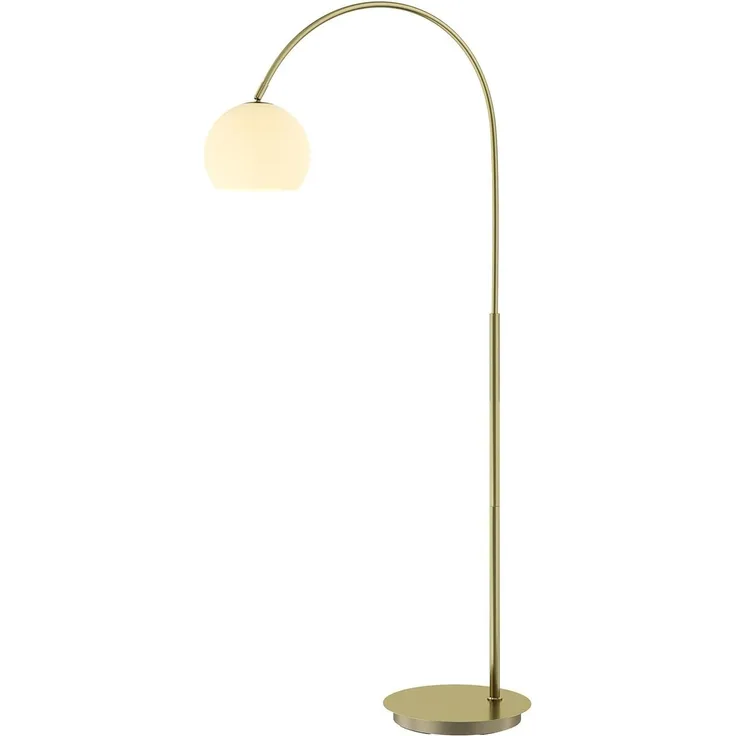 Lindby Bogenlampe Cynthia, Glas Gold / Messing IP20, 1 x 15 W LED
