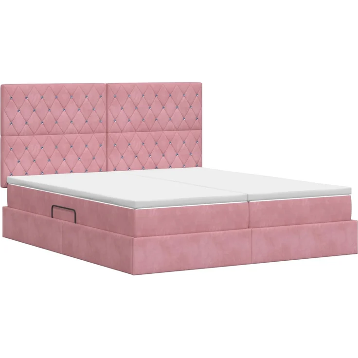 vidaXL Aufbewahrungsbett mit Kopfteil Rosa 200 x 200 cm Samt 3459824 – Bild 8