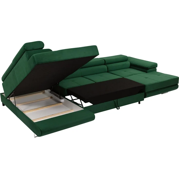 Ecksofa Torezio Bis Cord mit Bettkasten, Schlaffunktion und Einstellbare Kopfstützen (Farbe: Poso 135, Seite: Rechts) – Bild 4