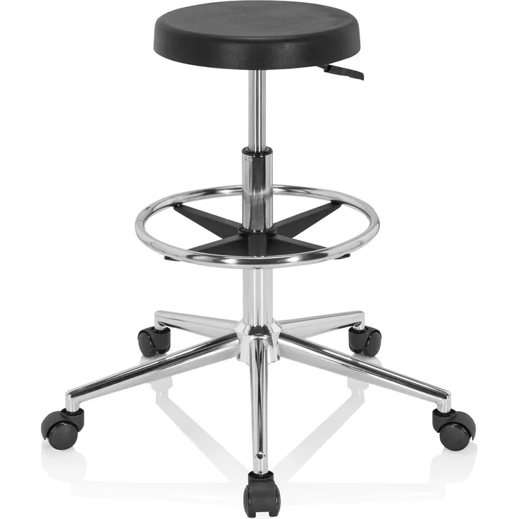 hjh OFFICE Arbeitsstuhl Arbeitshocker TOP WORK 14 I Hartschaum, Schwarz