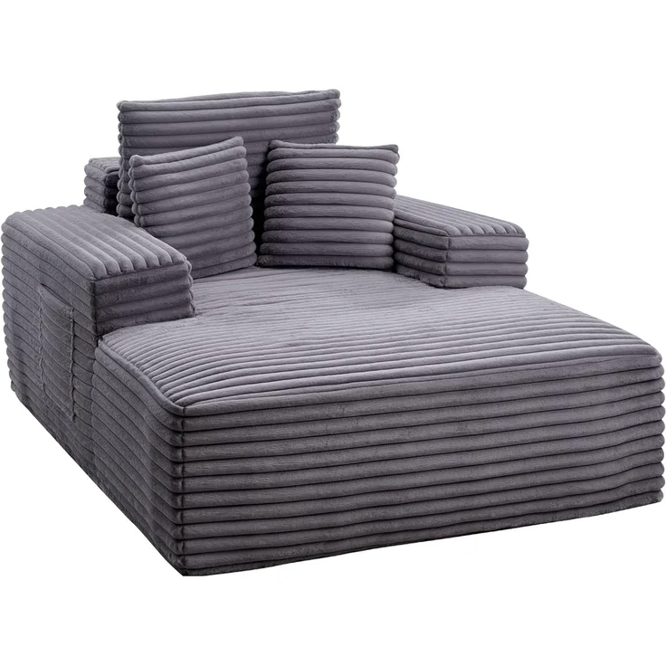 VEVOR Chaiselongue Relaxliege 138 cm, gepolstertes Schlafsofa mit Dekokissen & Armlehnen, Schlafcouch mit tiefer Sitzfläche für Wohnzimmer Schlafzimmer, Loungesessel aus hochelastischem Schwamm – Bild 9