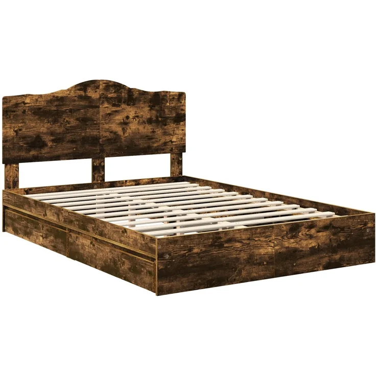 vidaXL Aufbewahrungsbett Geräucherte Eiche 160 x 200 cm Holzwerkstoff 3413489 – Bild 3