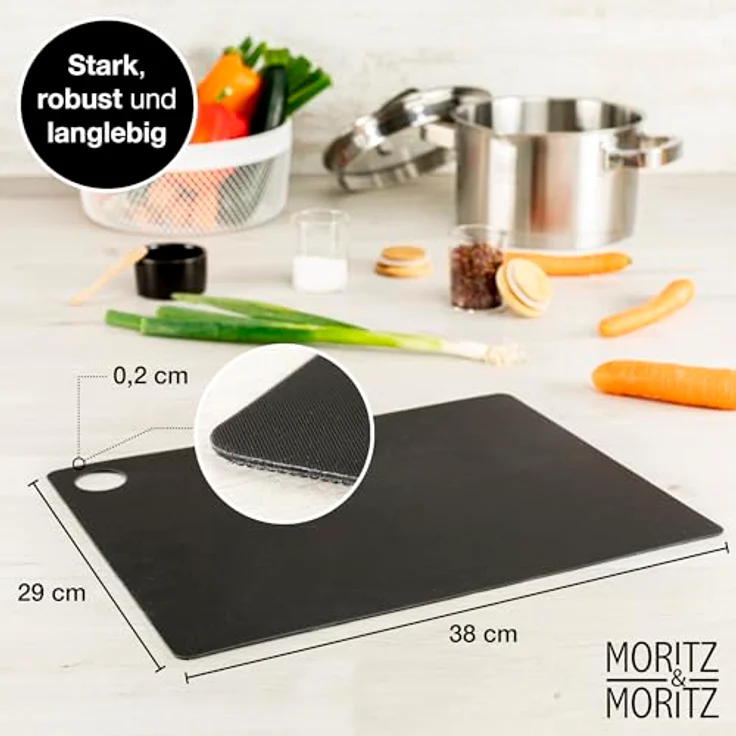 Moritz & Moritz Schneidebrett 4x Schneidematte Küche, Kunststoff, (4et-Set, 4-St), Je 38 x 29 cm für schnelles Abeiten – Bild 3